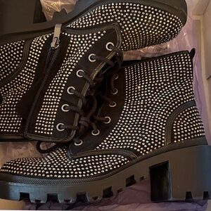 Steve Madden Black Studded Combat Boots